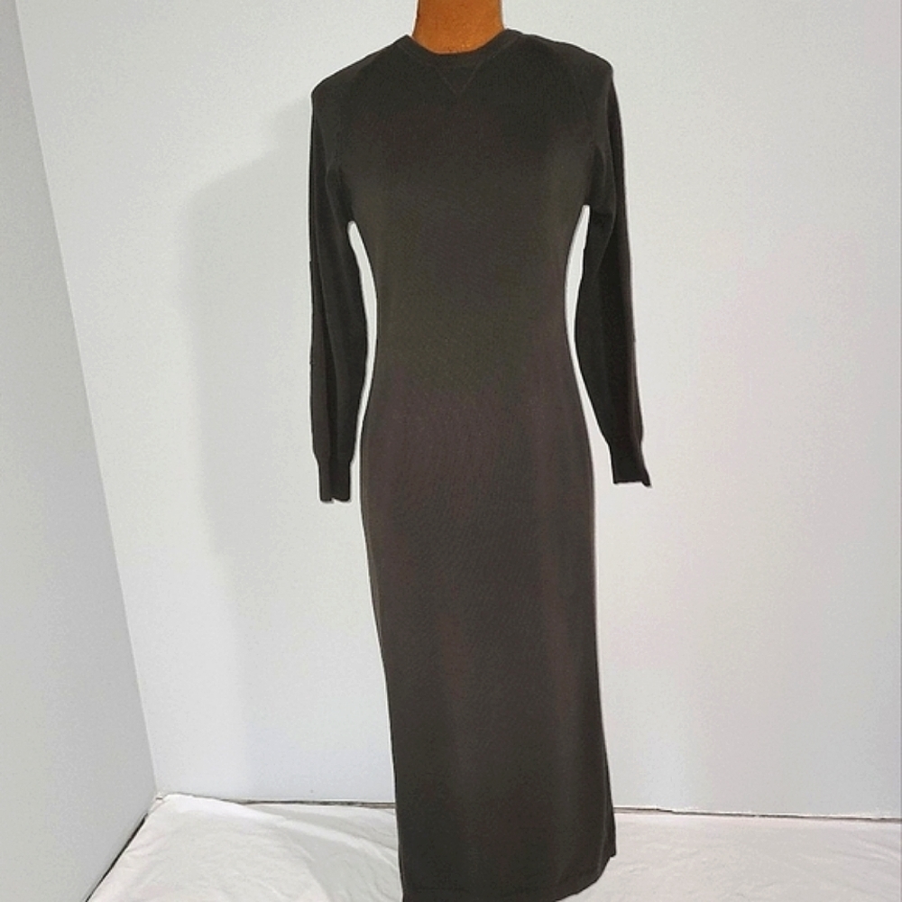 90's Eddie Bauer olive knit maxi dress 🇬🇧 Sz S